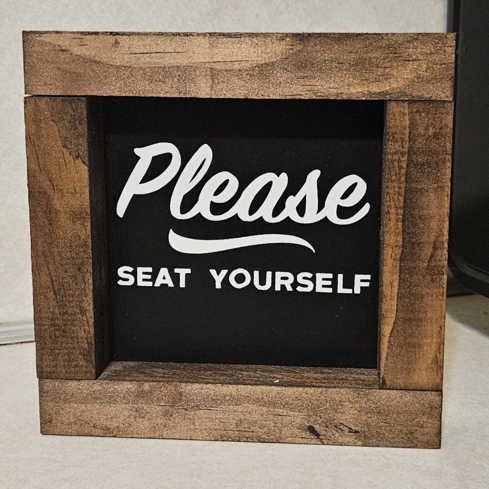 Please Seat Yourself Handmade 5X5 Wooden Free Standing Bathroom Decor